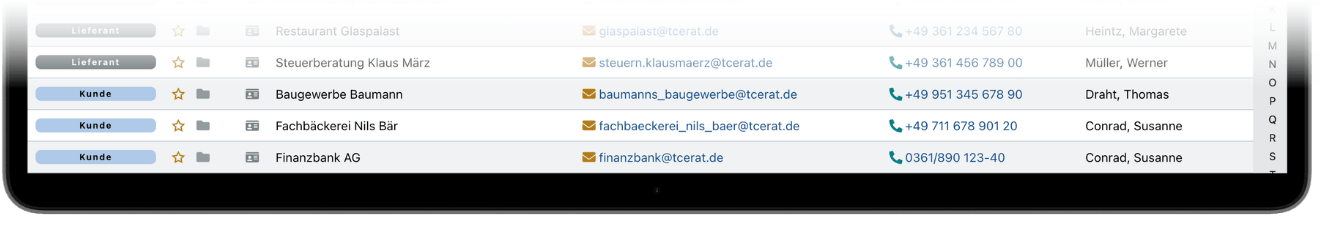 CRM Kontaktübersicht